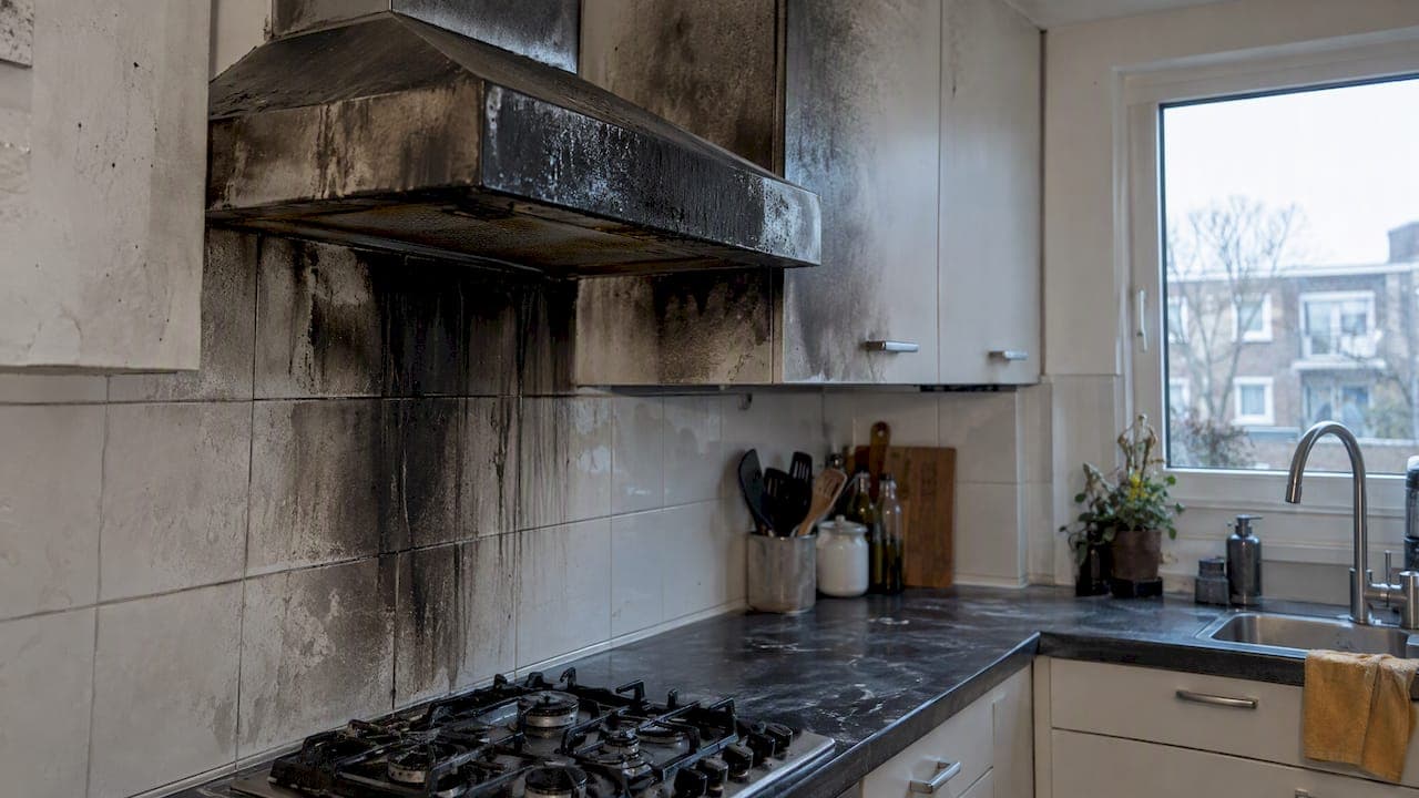 Keukenbrand schoonmaken: roet, vet en rookgeur veilig aanpakken